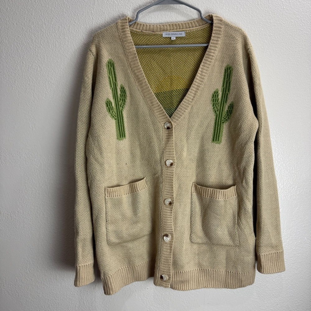 Miss Sparkling Vintage Cactus Sweater Womens Size Large - Picture 1 of 10